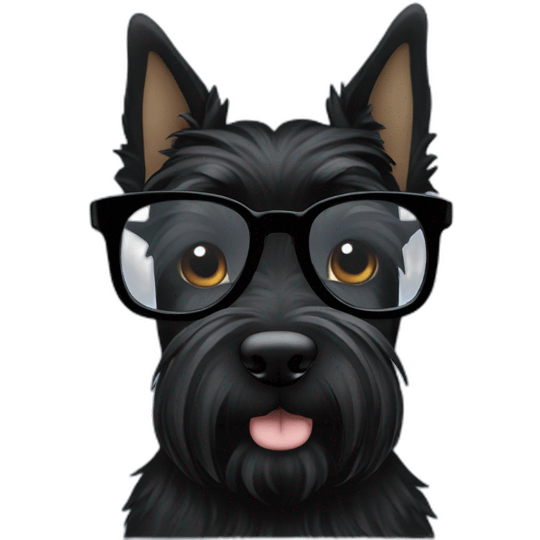 black Scottish terrier glasses black emoji