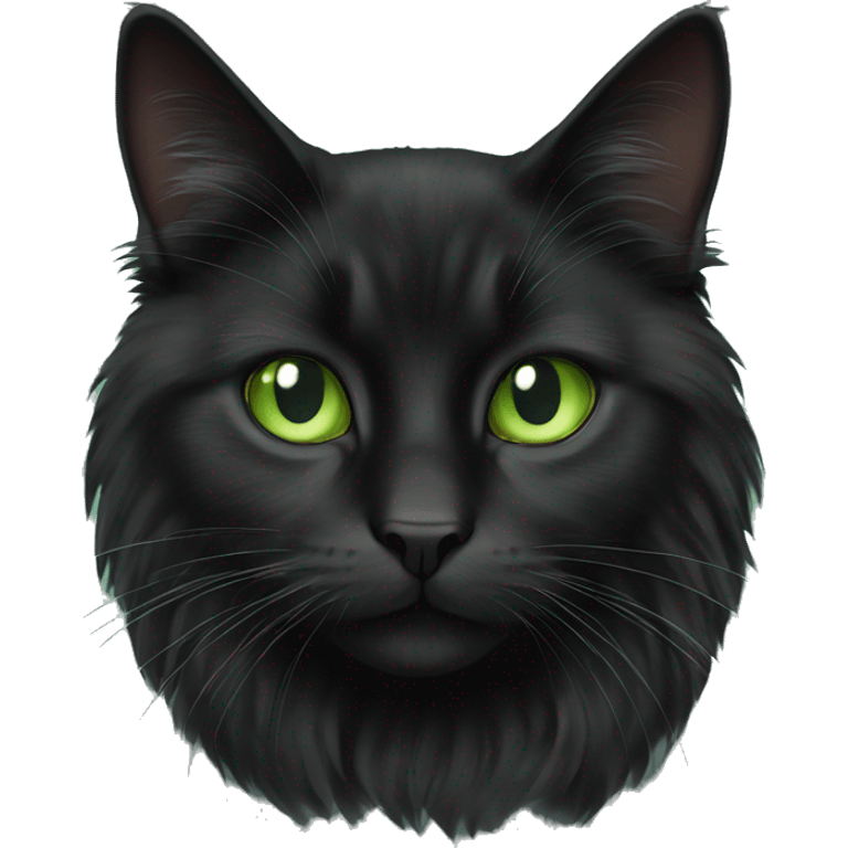 Black long haired cat light green eyes emoji