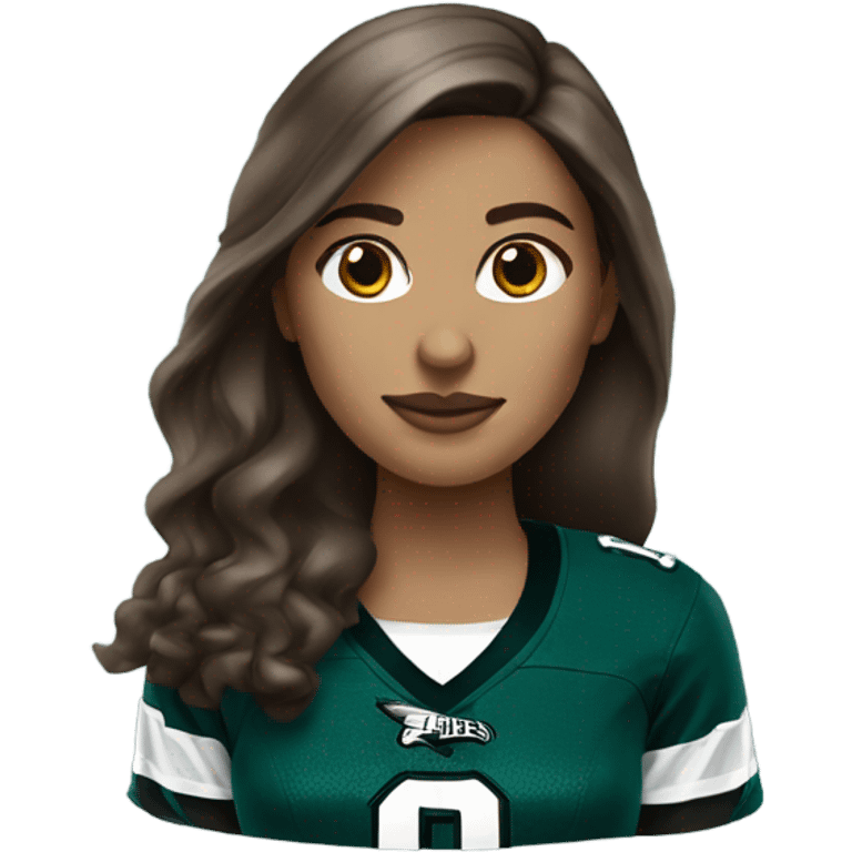  White female brown hair wearing Philadelphia Eagles jersey emoji