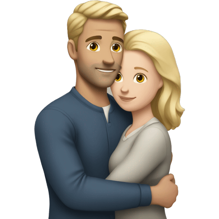 White man and white woman in love hugging emoji