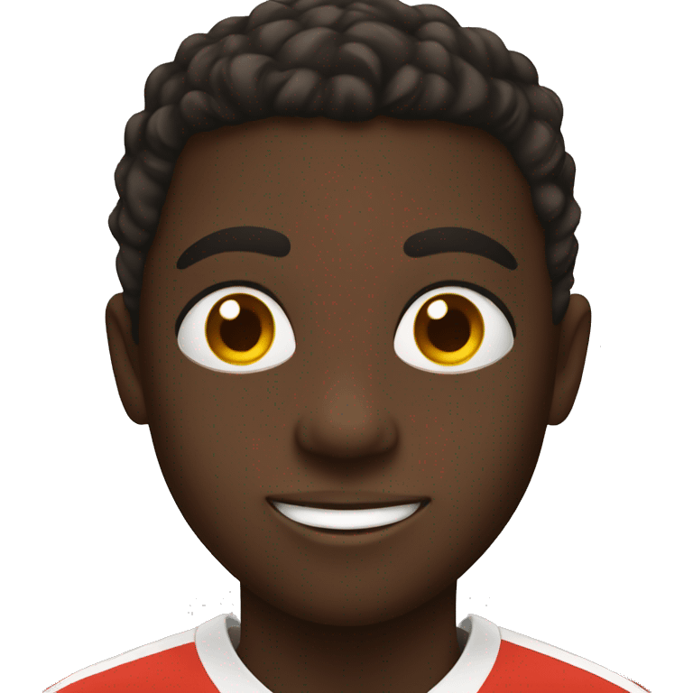 black boy, brown eyes, playing soccer emoji