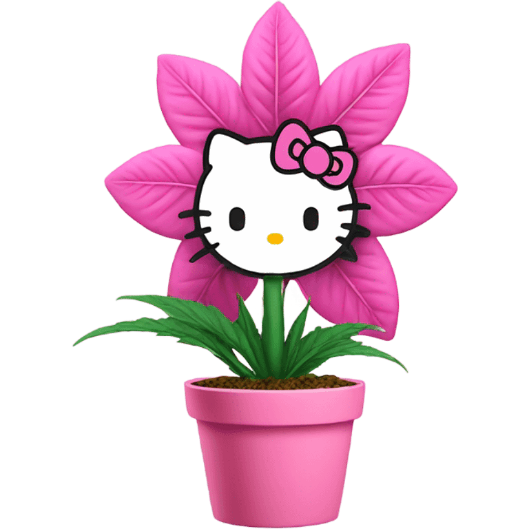 marijuana plant in a pink hello kitty flower pot emoji