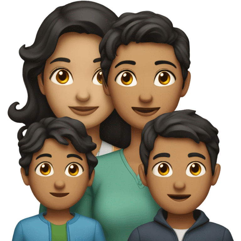 Indian mom, Iranian mom, and their 3 sons emoji