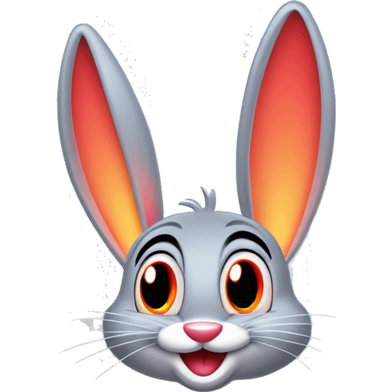 Cartoon in bright neon colours with pale red eyes happy chill eyes half open, in the style of Disney and loony tunes bugs bunny vector art clipart emoji