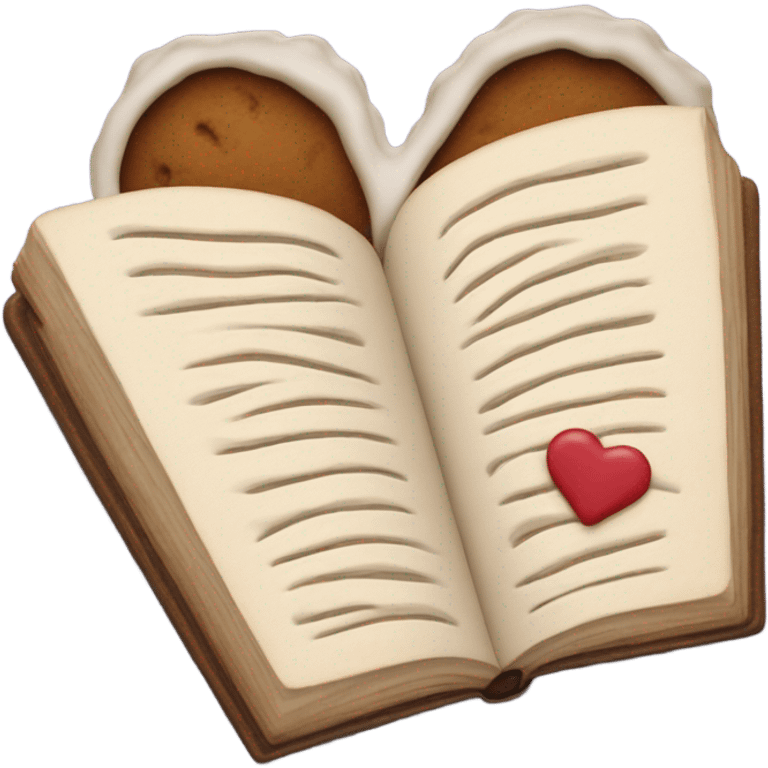 Cookie heart with book emoji