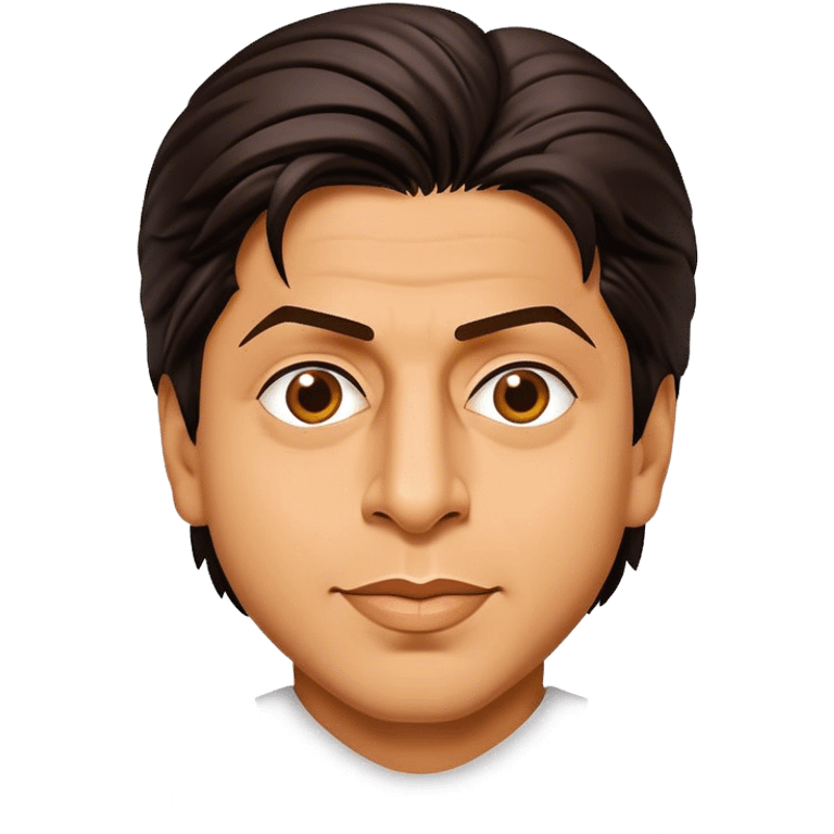 Cinematic Realistic Shah Rukh Khan Pop Culture Emoji, showcasing the charismatic charm of the Bollywood superstar rendered with lifelike detail and captivating lighting. emoji