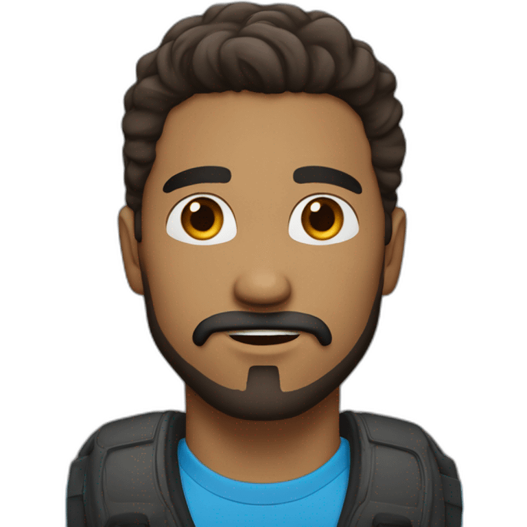 brown man blue eyes medium long hair with mustache plus goatee emoji