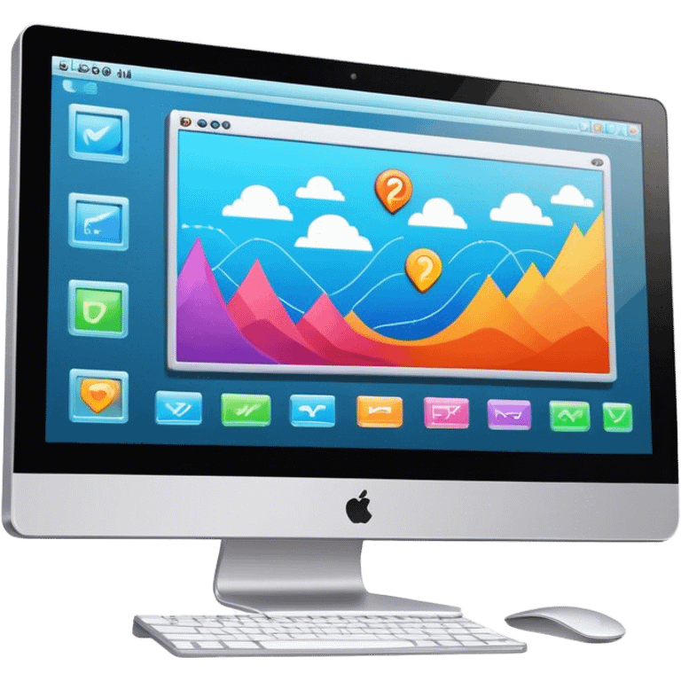 Create an emoji for animation and motion design. Show a computer monitor displaying moving cartoon creation process, with a timeline, keyframes, and motion effects. Use modern, vibrant colors. No emojis or smiley faces. Transparent background. emoji