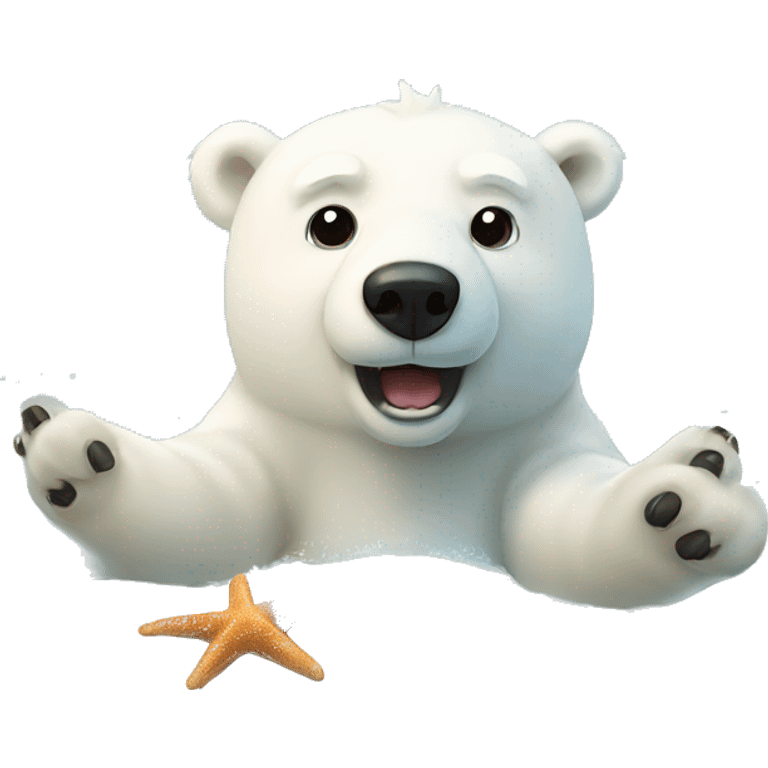 Polar bear with starfish  emoji