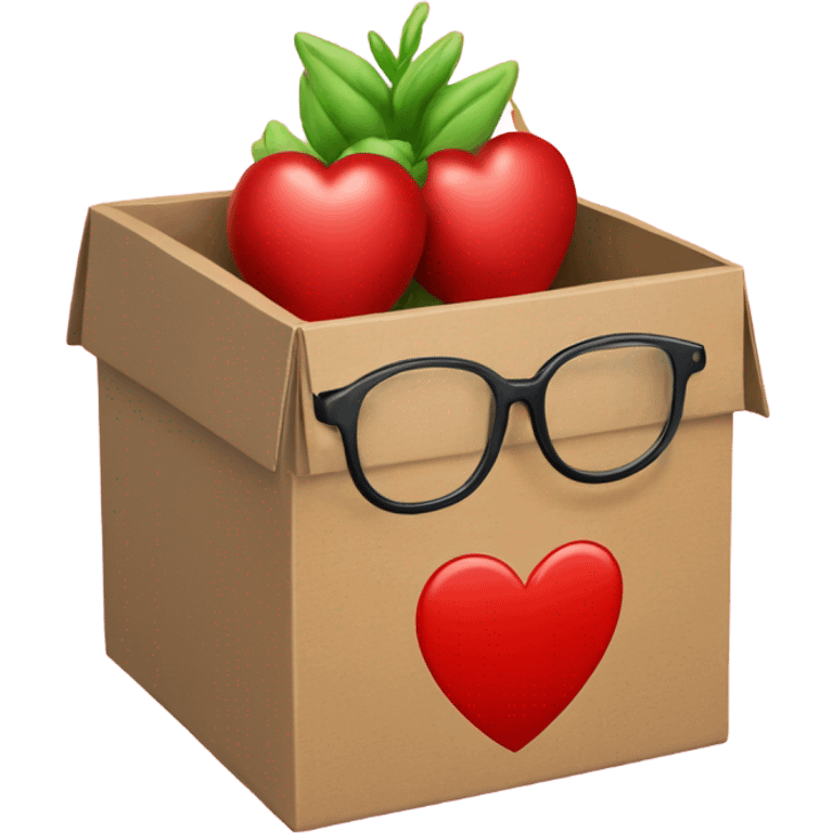 smart box with glasses above a big red heart emoji