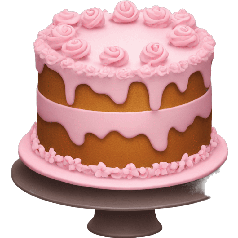 Design an elegant cake emoji with pastel pink frosting and delicate decorations emoji