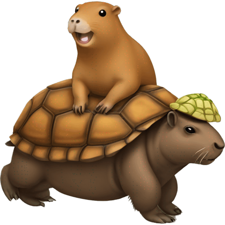 Capybara riding a tortoise emoji