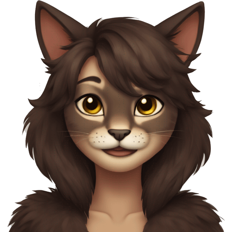 Anthro Shy Cute Cool Edgy Pretty Dark Brown Furry Feline Animal Anthro Sona emoji