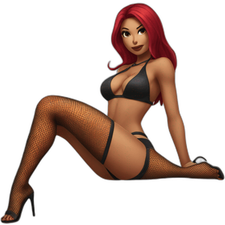 Katarina posing legs in fishnet bikini sfw emoji