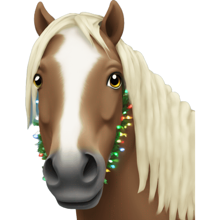 Horse with Christmas lights  emoji