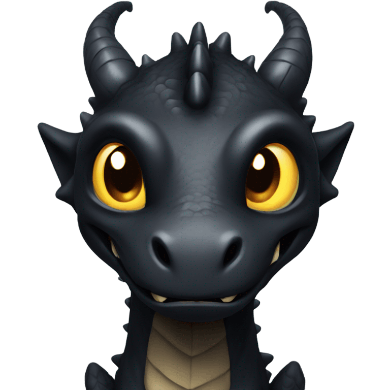 Black dragon with golden eyes emoji