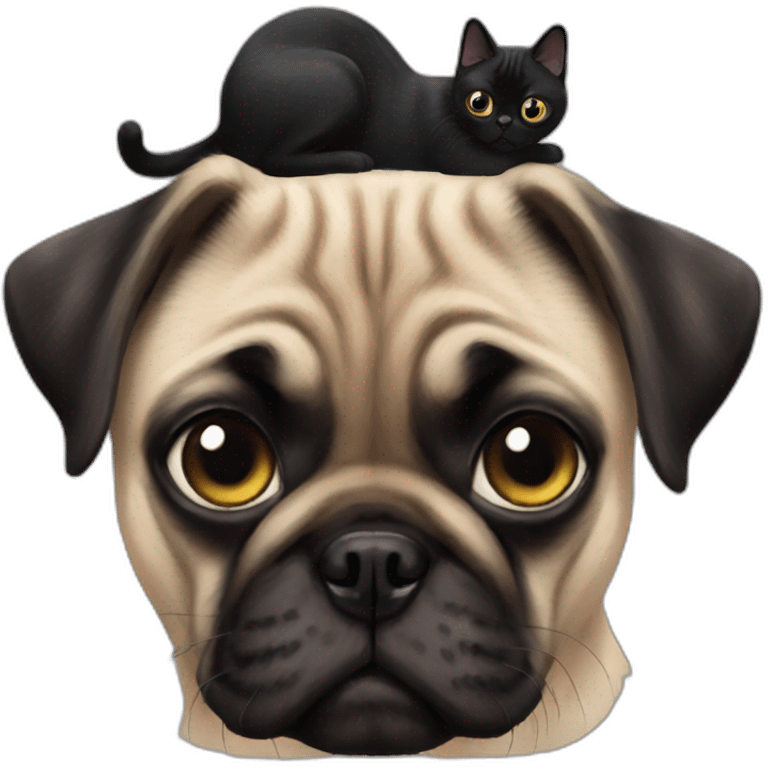 Black cat with a pug emoji