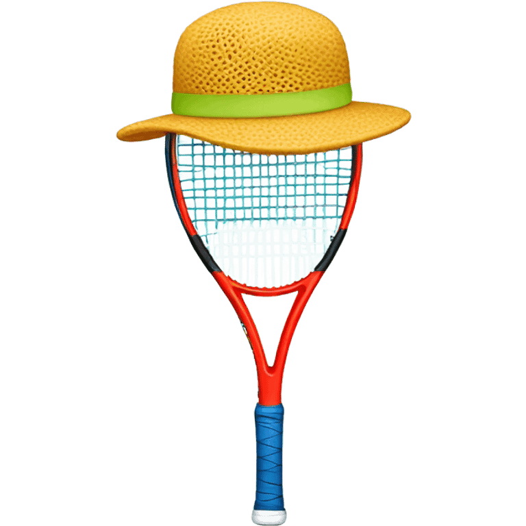 Tennis racket with a hat emoji