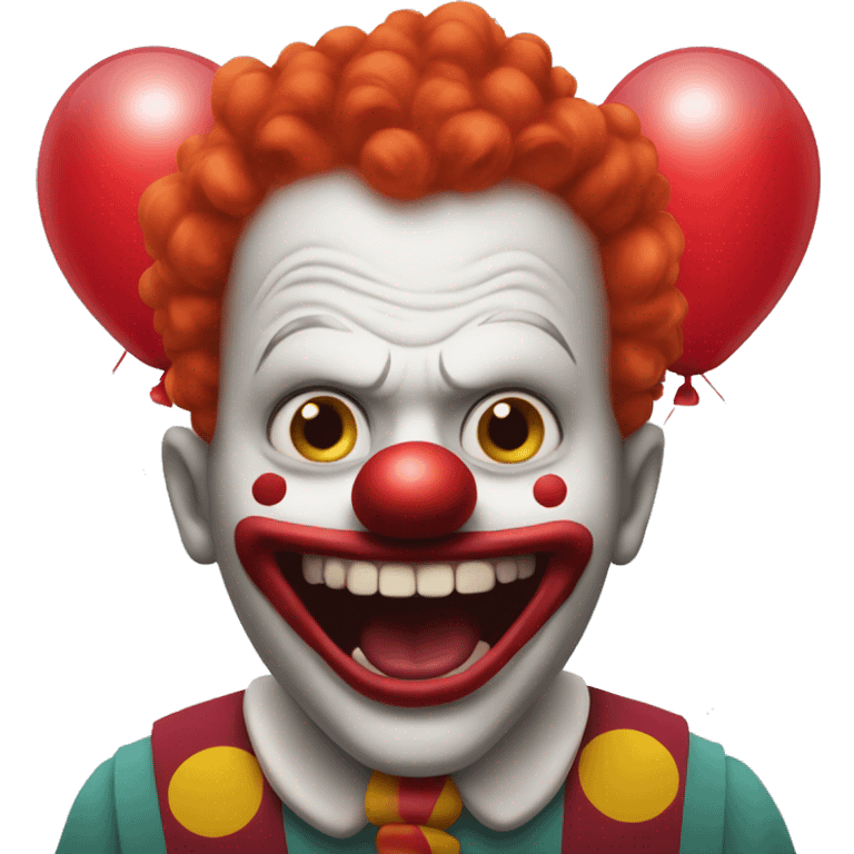 Clown with red hair with sharp teeth with red balloons  emoji