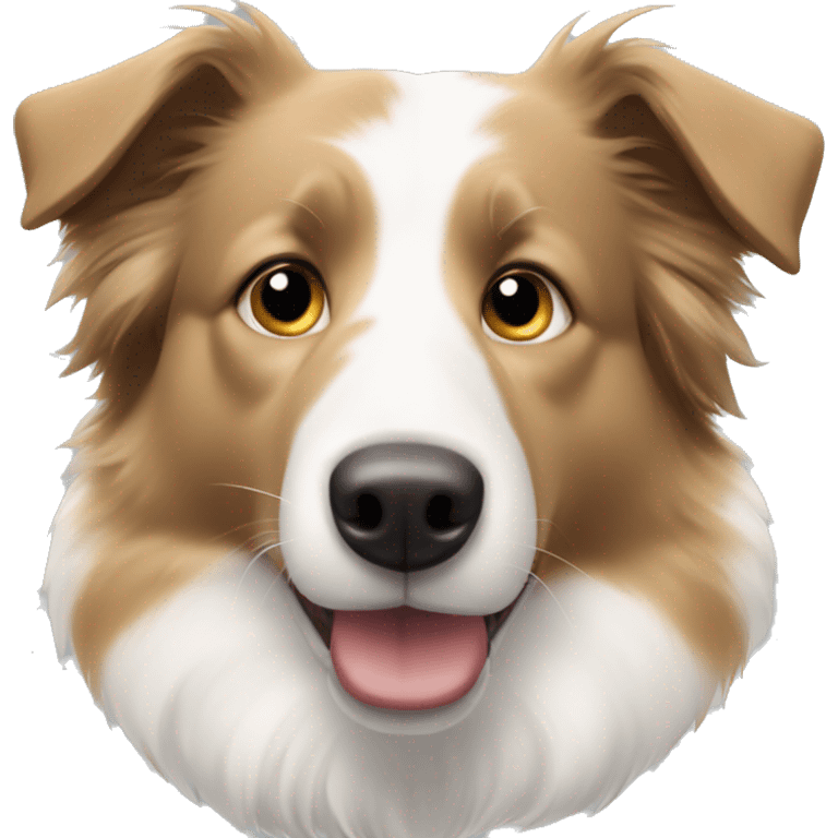 Blonde and white border collie with blue/grey eyes and brown nose  emoji