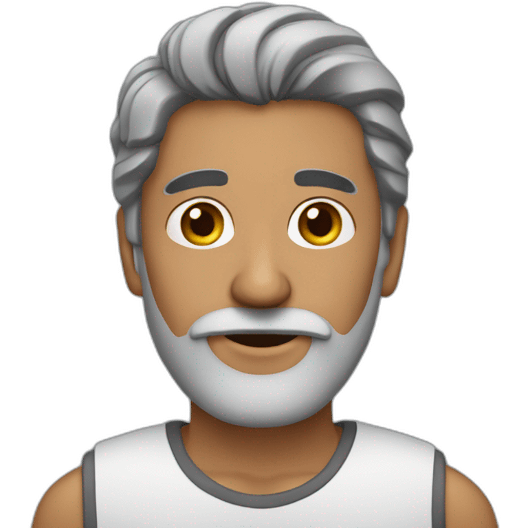 Indian man in his 50s with a grey and black beard. With black and grey hair. Has short hair emoji