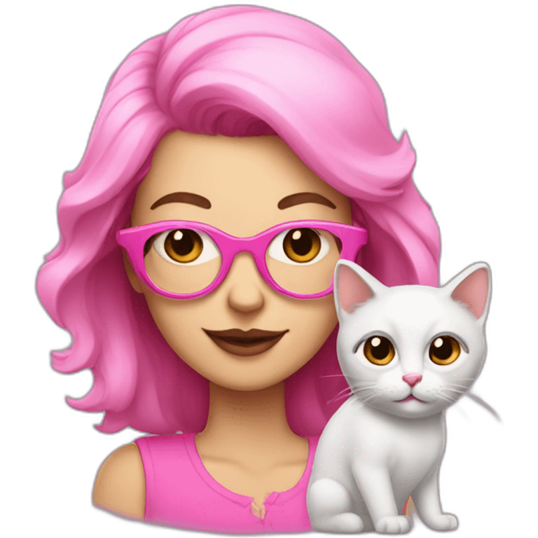 cat lady with pink glasses emoji