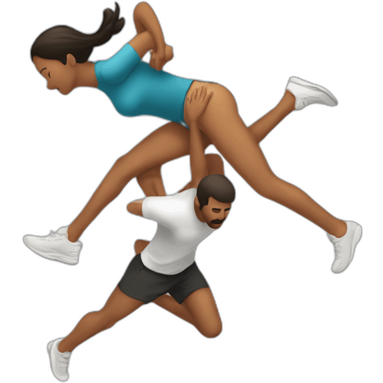 man carrying upside down woman while running seen from the side emoji