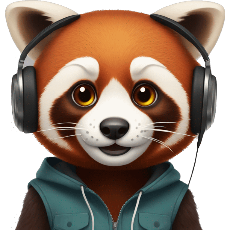 red panda wearing headphones emoji