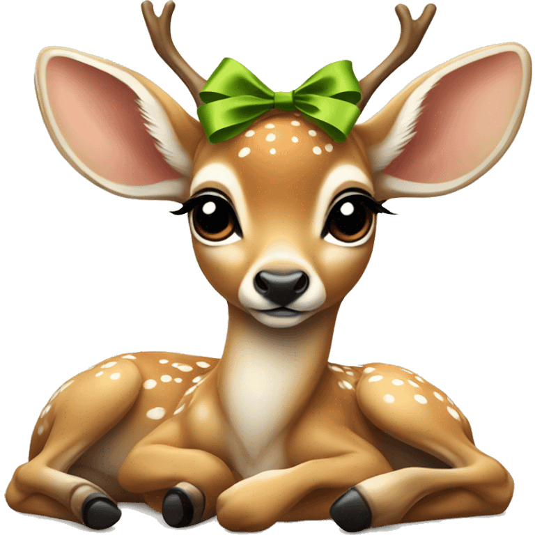 realistic baby deer laying down with bows emoji