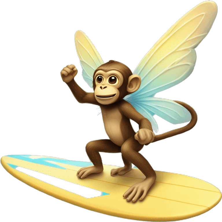 Monkey fairy riding a surfboard emoji