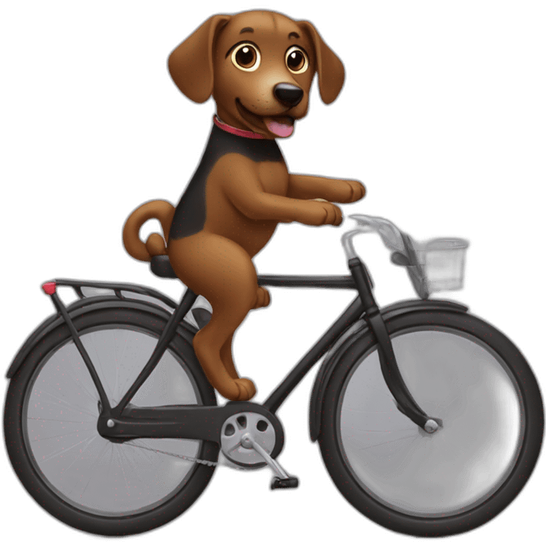 black and brown dog on a bike emoji