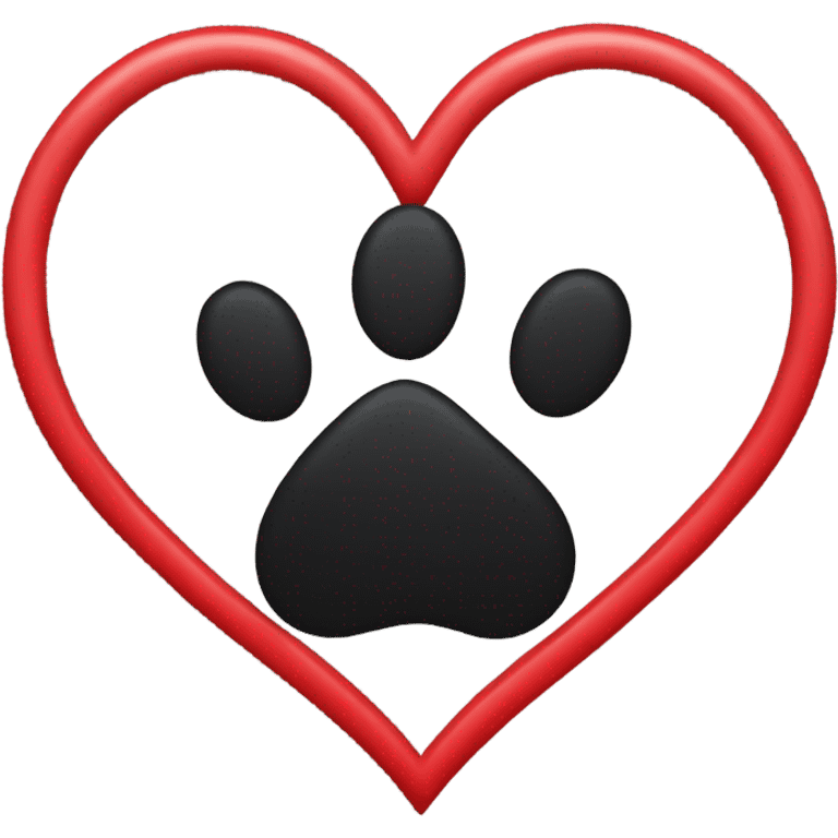 black paw in red heart emoji