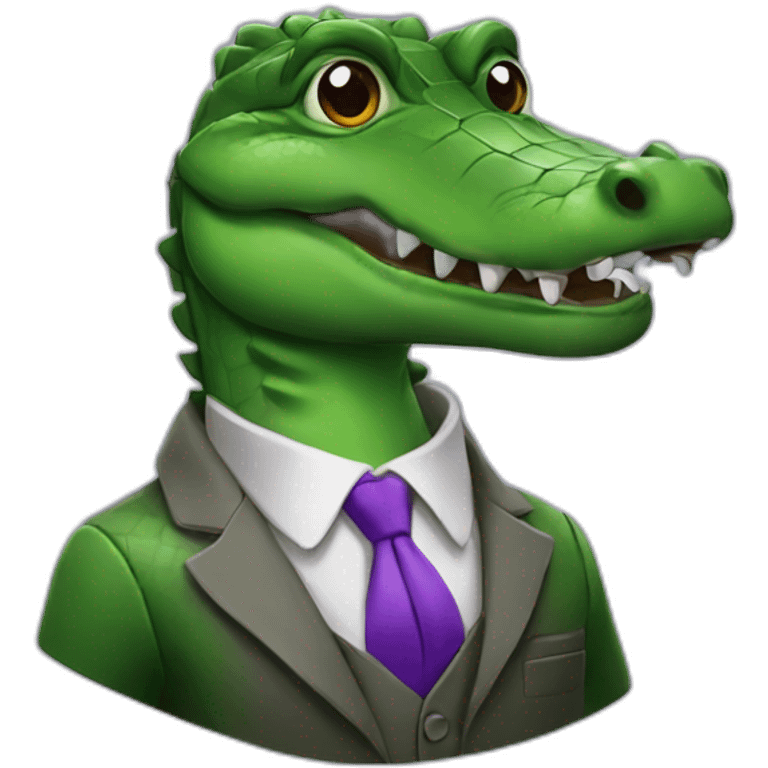 alligator with smoking and tie purple emoji