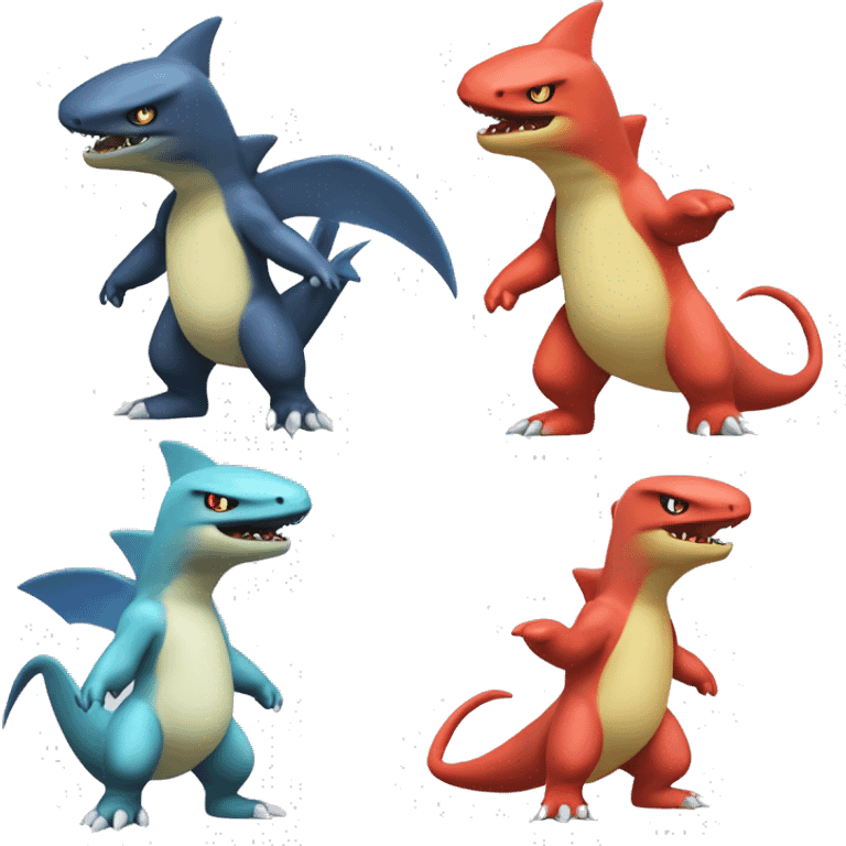 Sharpedo-Charmeleon-Gible-Larvitar-Fakémon Full Body emoji