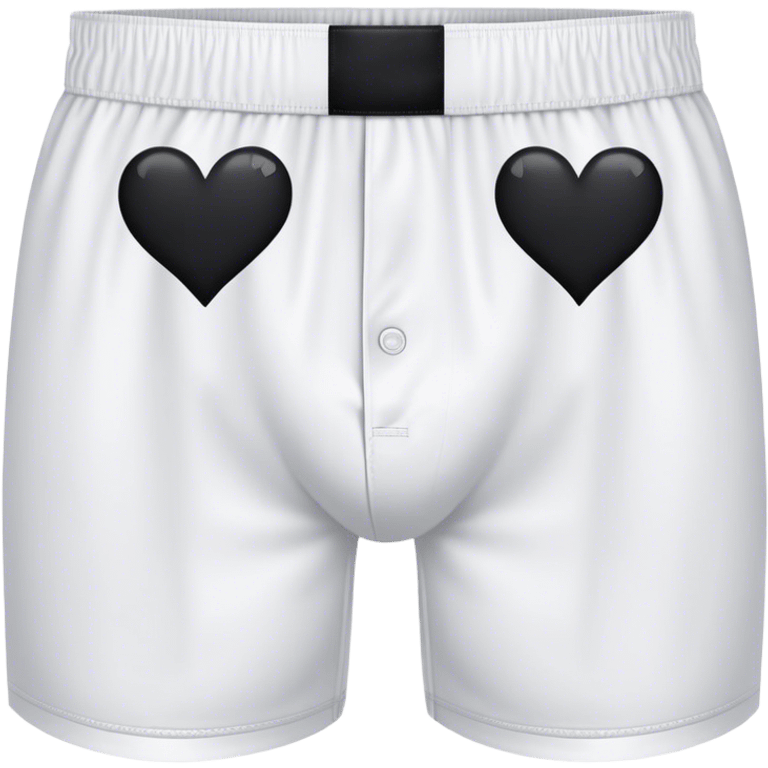 Black heart patterned white pair of boxers emoji