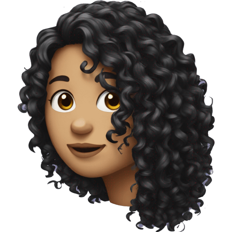 curly black long hair emoji