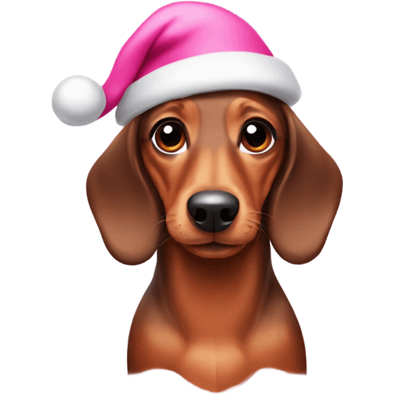 Dachshund with a pink Santa hat  emoji