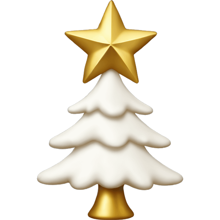 white christmas tree with gold stem gold ornaments and a gold star  emoji