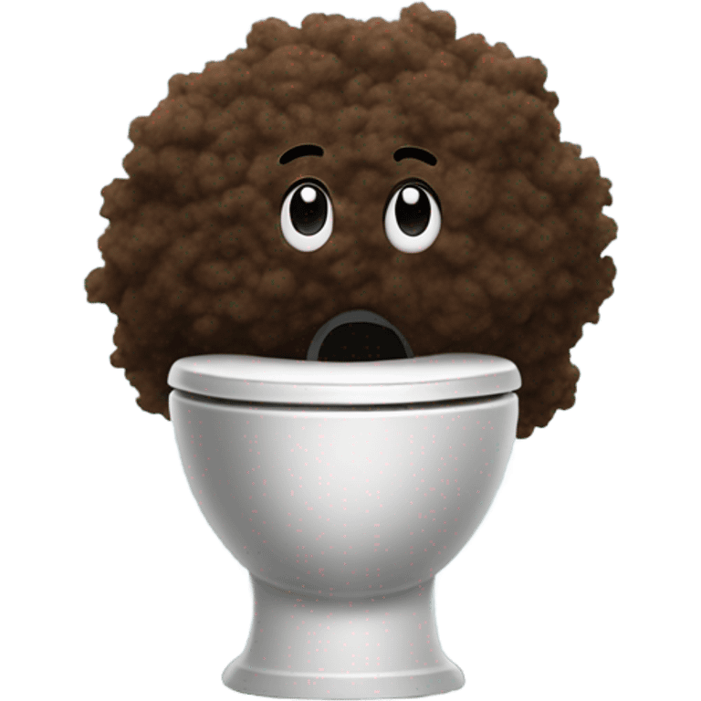 A pile of Poo with Afro hair and 2 legs running away from toilet emoji