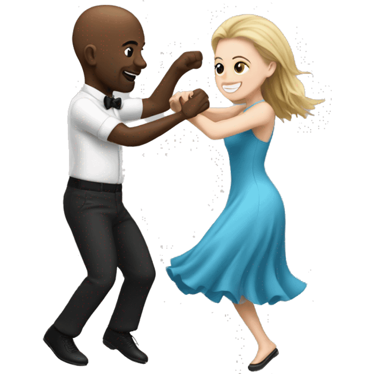 White girl dancing with bald black man  emoji