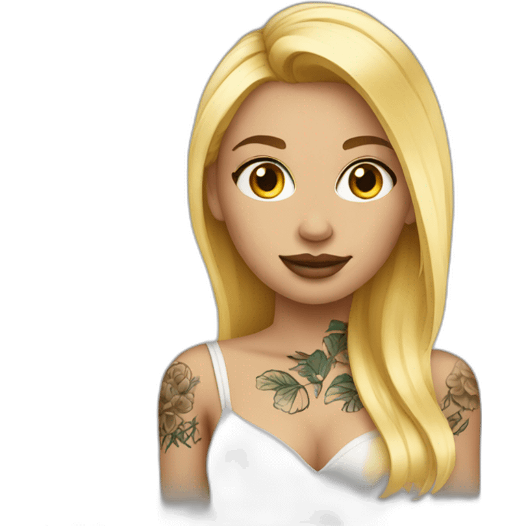 femme blonde avec tatouages emoji