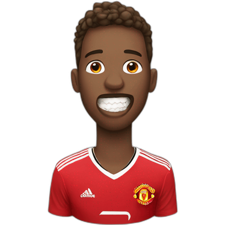 manchester united player biting a medal emoji