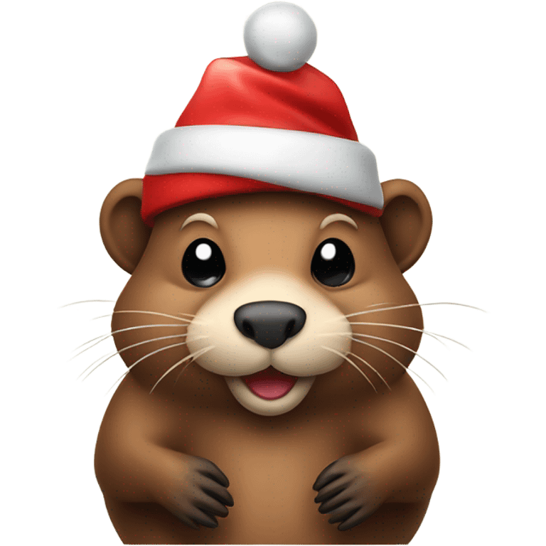 Beaver with christmas hat emoji