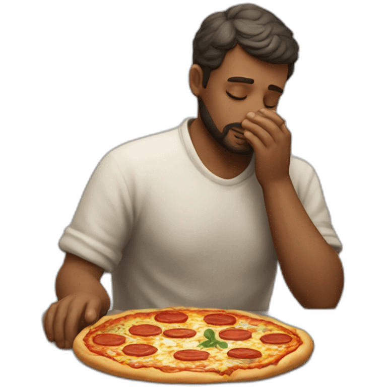 an italian man praying for a pizza emoji