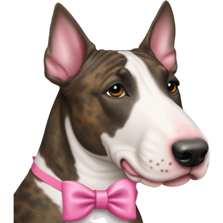 bull terrier brindle with pink bow emoji