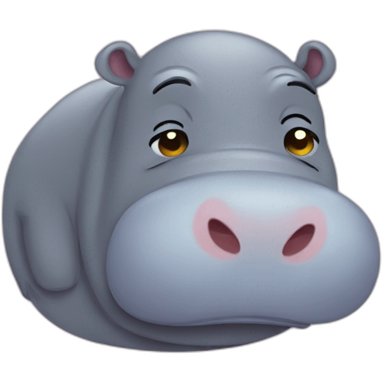 Tired hippo in love emoji