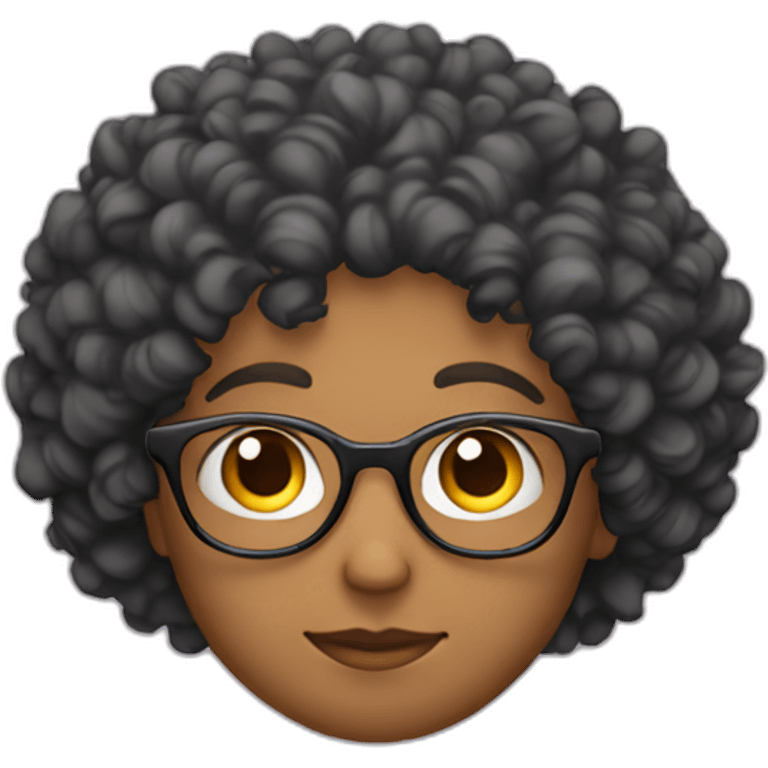 focused curly hair carying books emoji