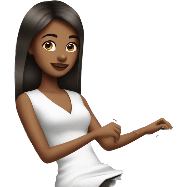 Brunette Girl getting a manicure at nail salon emoji