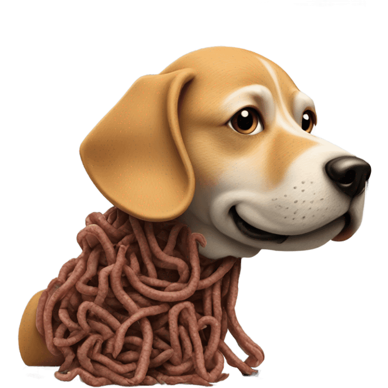 Dog that is made out of worms, giving advice to an anamorphic refrigerator  emoji