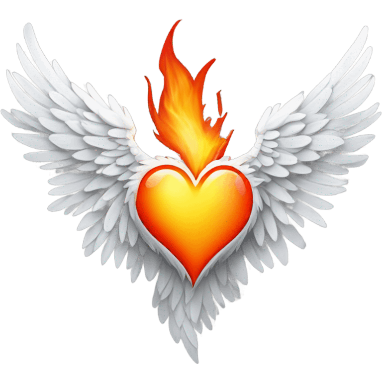 White heart with fire wings emoji